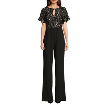 Women's Focus By Shani Ruffle Sleeve Lace Jumpsuit