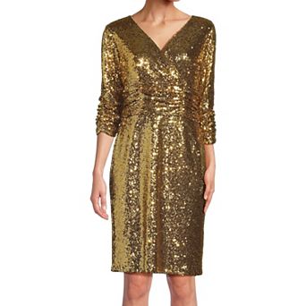 Women's Focus By Shani V-Neck Sequin Dress