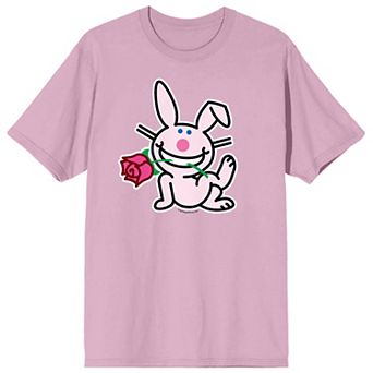 Men's Its Happy Bunny Pink Bunny Short Sleeve Graphic Tee