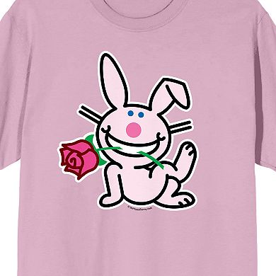 Men's Its Happy Bunny Pink Bunny Short Sleeve Graphic Tee