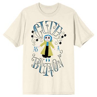 Men's Coraline Cute Button Short Sleeve Graphic Tee
