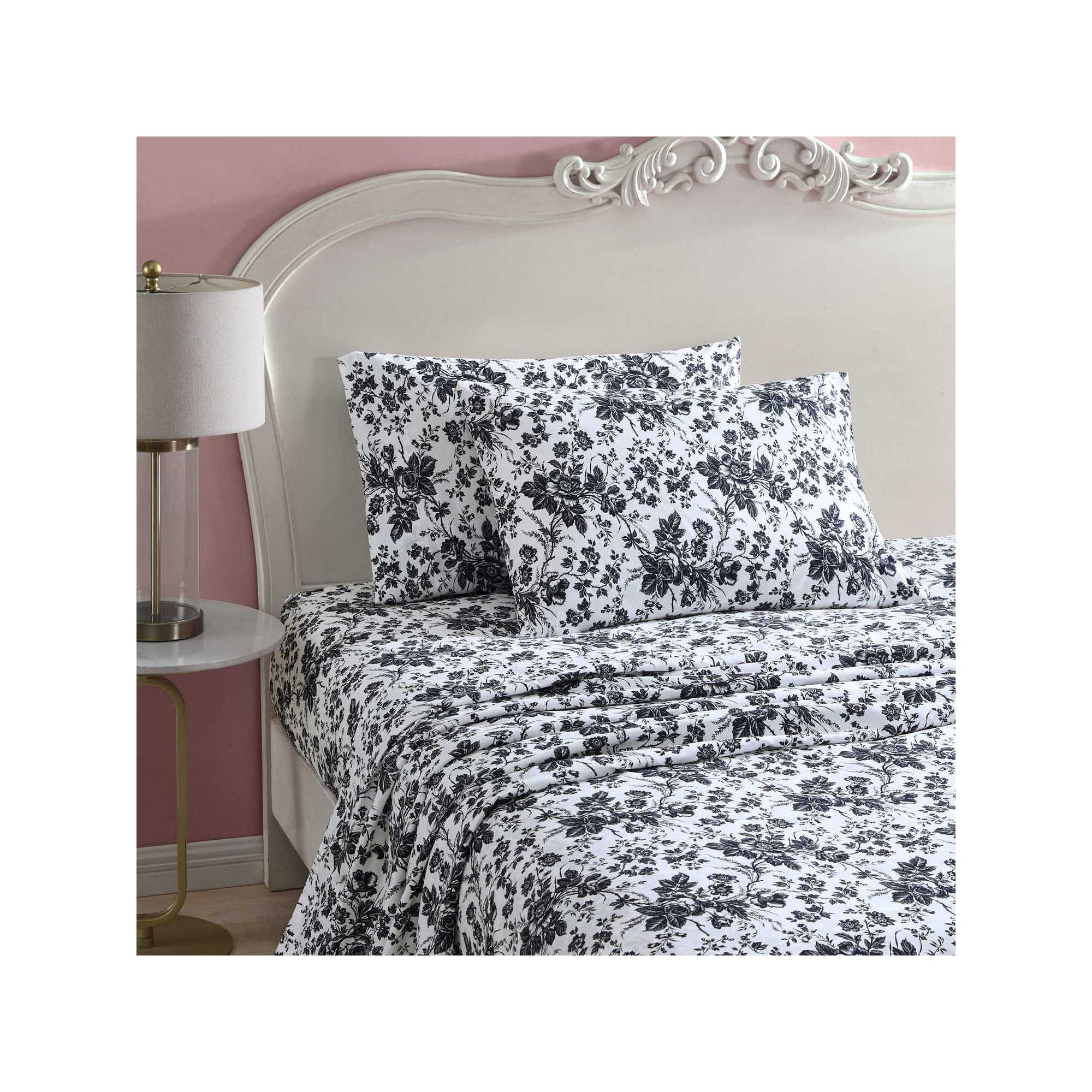 Betsey Johnson Toile Sheet Set or Shams, Black Toile