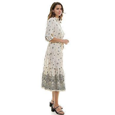 Women's Figueroa & Flower Button Front Belted Maxi Dress