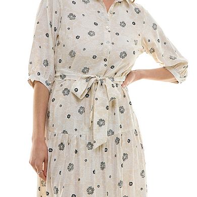 Women's Figueroa & Flower Button Front Belted Maxi Dress