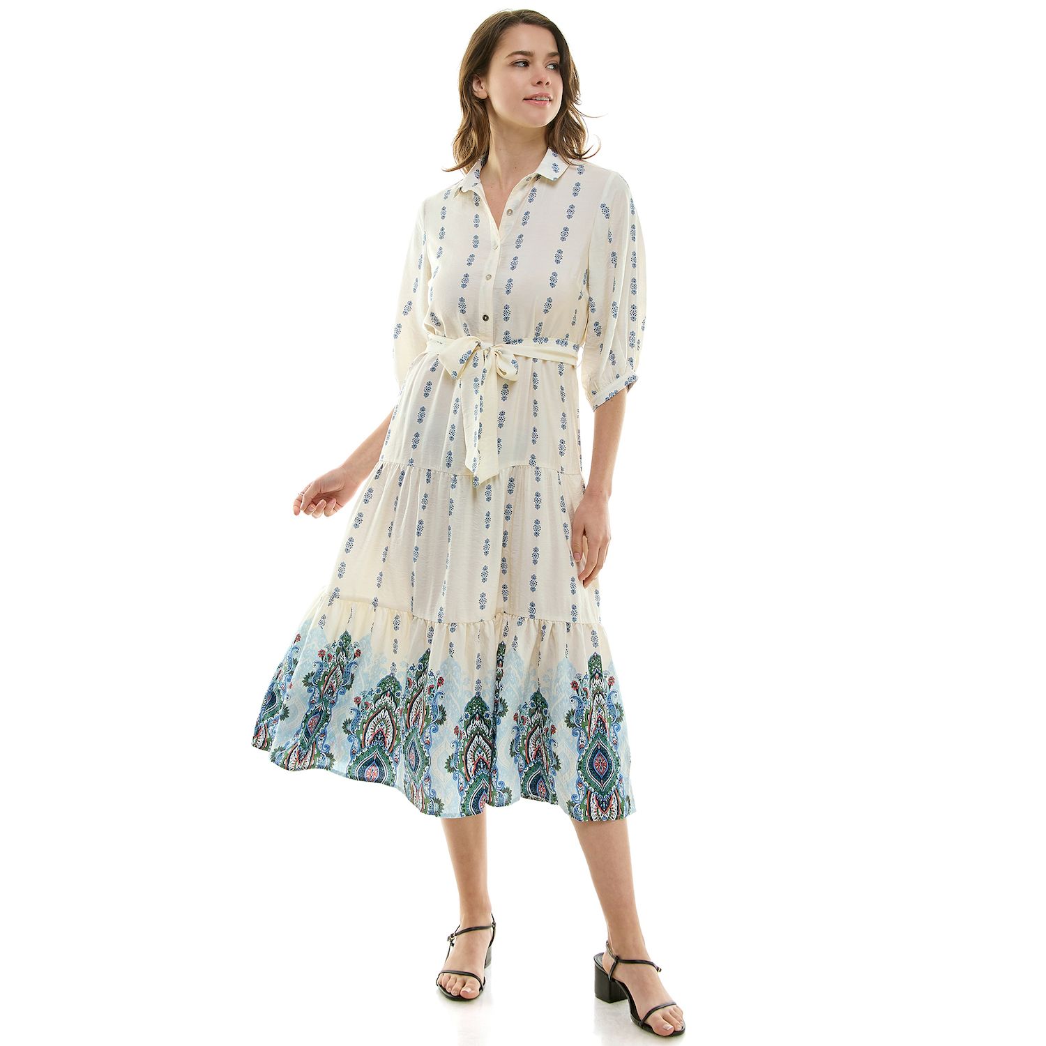 Женские платья Figueroa & Flower Button Front Belted Maxi Dress