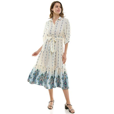 Женские платья Figueroa Women's Figueroa & Flower Button Front Belted Maxi Dress
