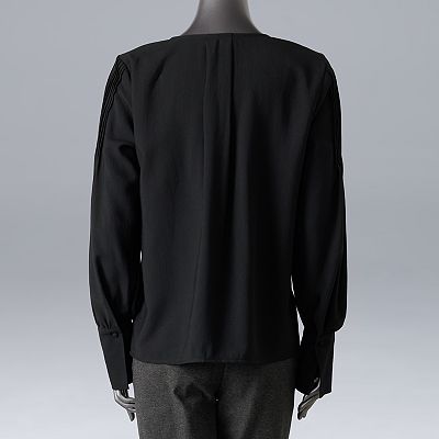 Women's Simply Vera Vera Wang Long Sleeve Pintuck Blouse