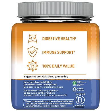 Garden of Life 0-Billion CFU Prebiotic Fiber & Probiotic Gummies with Vitamin D3