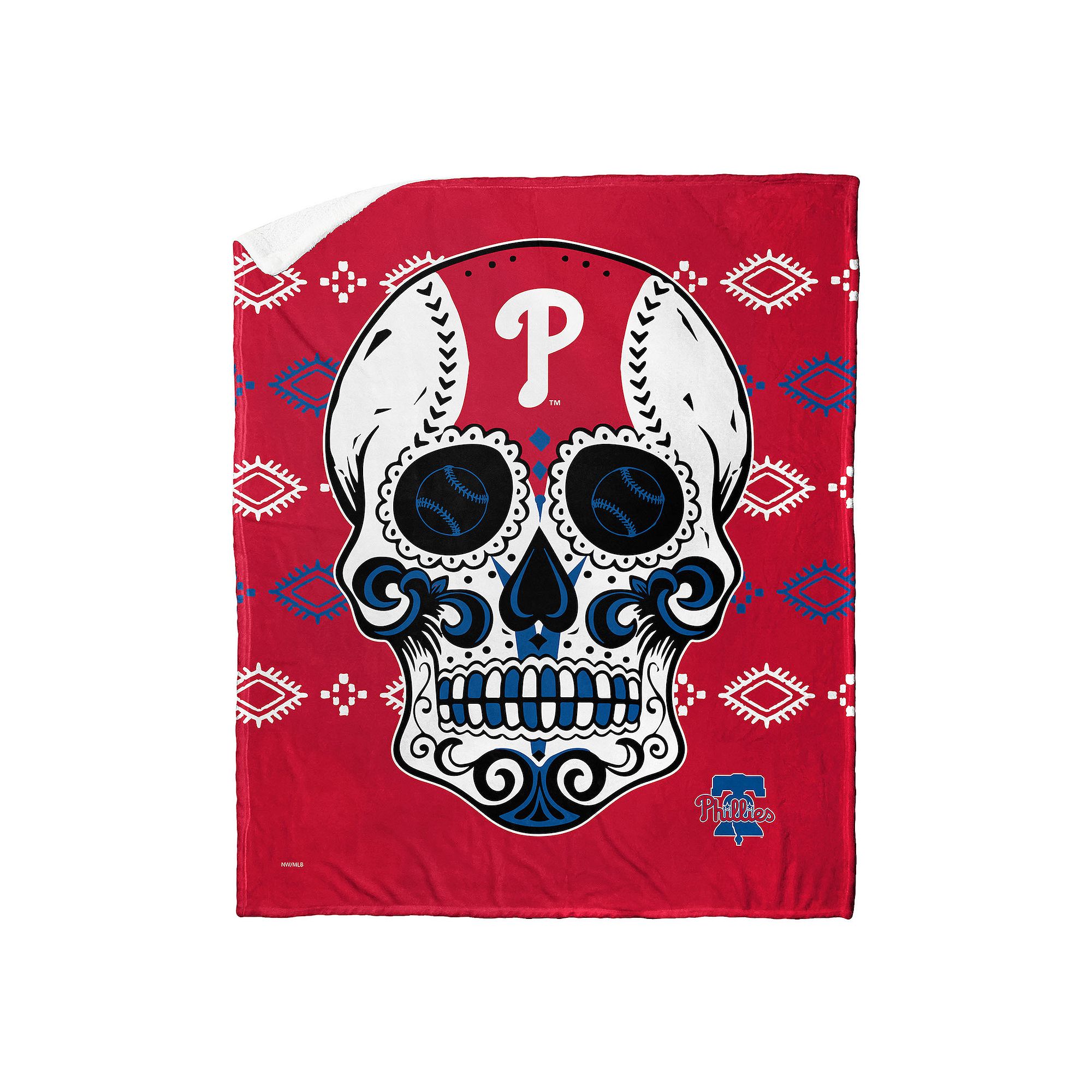 MLB Philadelphia Phillies Sugar Skull Silk Touch Sherpa Throw