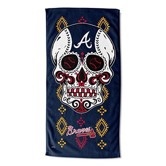 Atlanta Braves Candy Sugar Skull Printed Beach Towel