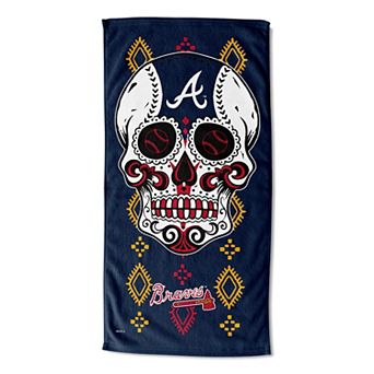 Atlanta Braves Candy Sugar Skull Printed Beach Towel