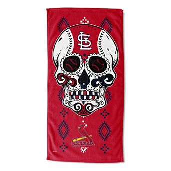 St. Louis Cardinals Candy Sugar Skull Printed Beach Towel
