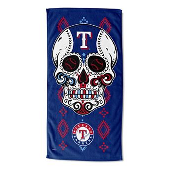 Texas Rangers Candy Sugar Skull Printed Beach Towel
