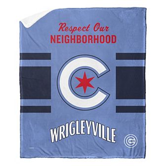 Chicago Cubs Wrigleyville City Connect Silk Touch Sherpa Throw Blanket
