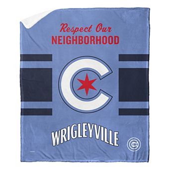 Chicago Cubs Wrigleyville City Connect Silk Touch Sherpa Throw Blanket