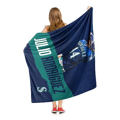 Seattle Mariners Julio Rodriguez Player Portrait Sherpa Throw Blanket