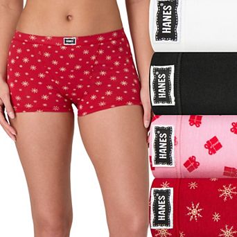 Women's Hanes Originals Ultimate 3-Pack +1 Bonus Pant Stretch Cotton Boxer Brief Underwear UO45V4