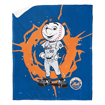 New York Mets Mascot Mr. Met Silk Touch Sherpa Throw Blanket