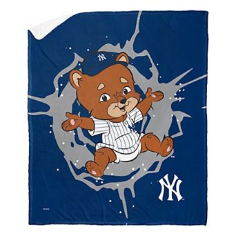 New York Yankees Mascot Teddy Bear Sherpa Throw Blanket