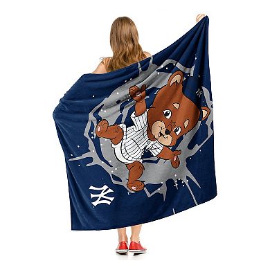 New York Yankees Mascot Teddy Bear Sherpa Throw Blanket