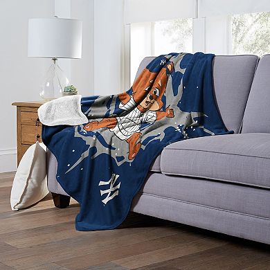 New York Yankees Mascot Teddy Bear Sherpa Throw Blanket