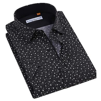 Suslo Couture Mens Four-way Stretch Short Sleeve Polka Dot Shirt
