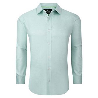 Tom Baine Solid Linen Feel Long Sleeve Button Down