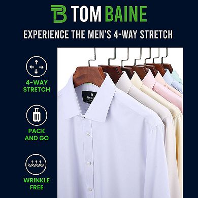 Tom Baine Solid Linen Feel Long Sleeve Button Down