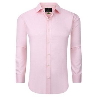 Tom Baine Solid Linen Feel Long Sleeve Button Down