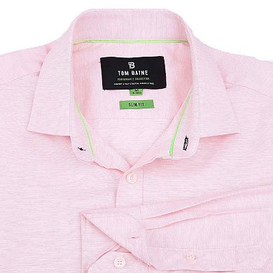 Tom Baine Solid Linen Feel Long Sleeve Button Down