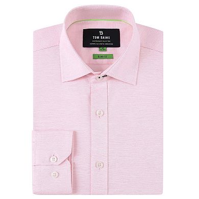 Tom Baine Solid Linen Feel Long Sleeve Button Down
