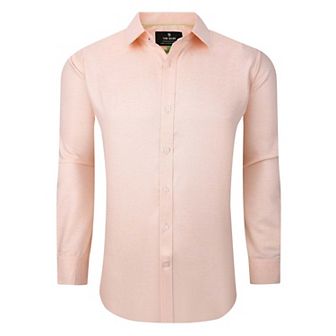 Tom Baine Solid Linen Feel Long Sleeve Button Down