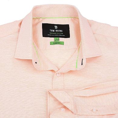 Tom Baine Solid Linen Feel Long Sleeve Button Down
