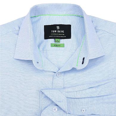 Tom Baine Solid Linen Feel Long Sleeve Button Down
