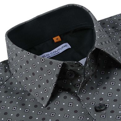 Suslo Couture Mens Four-way Stretch Short Sleeve Polka Dot Shirt