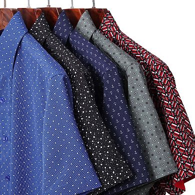 Suslo Couture Mens Four-way Stretch Short Sleeve Polka Dot Shirt