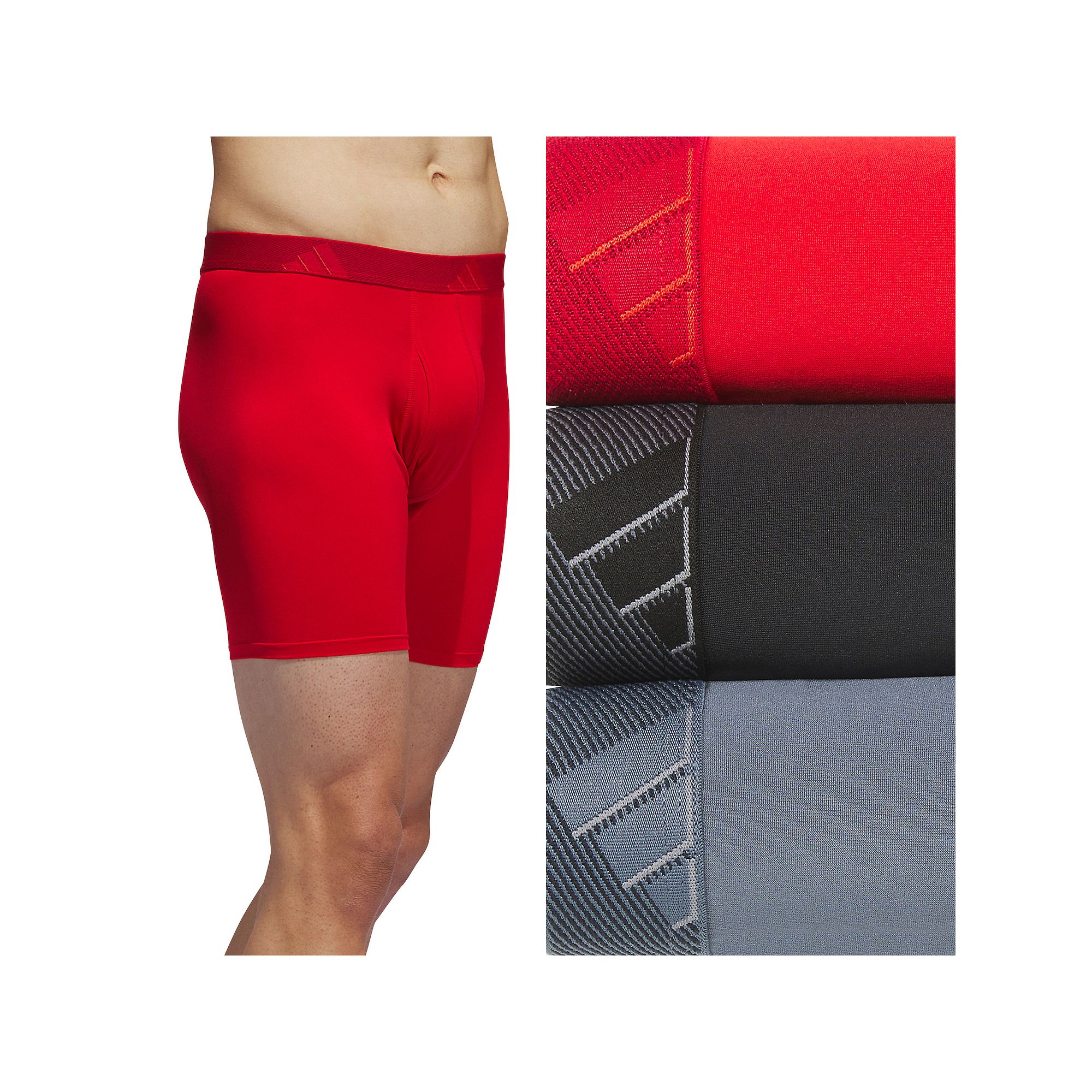 Mens adidas 3-pack Microfiber Boxer Briefs, Size: Large, Better Red Black