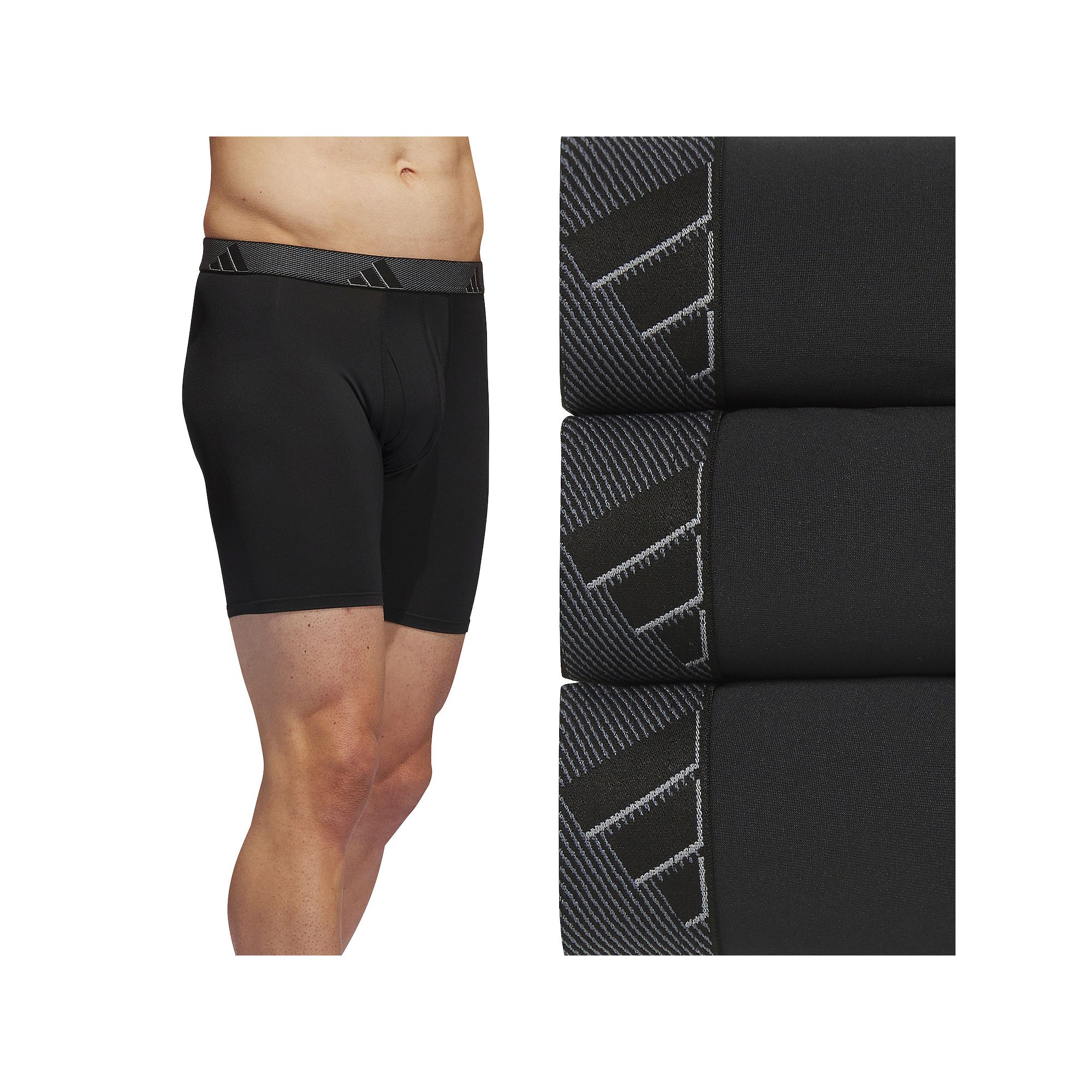 Mens adidas 3-pack Microfiber Boxer Briefs, Size: Large, Black Onix Gray