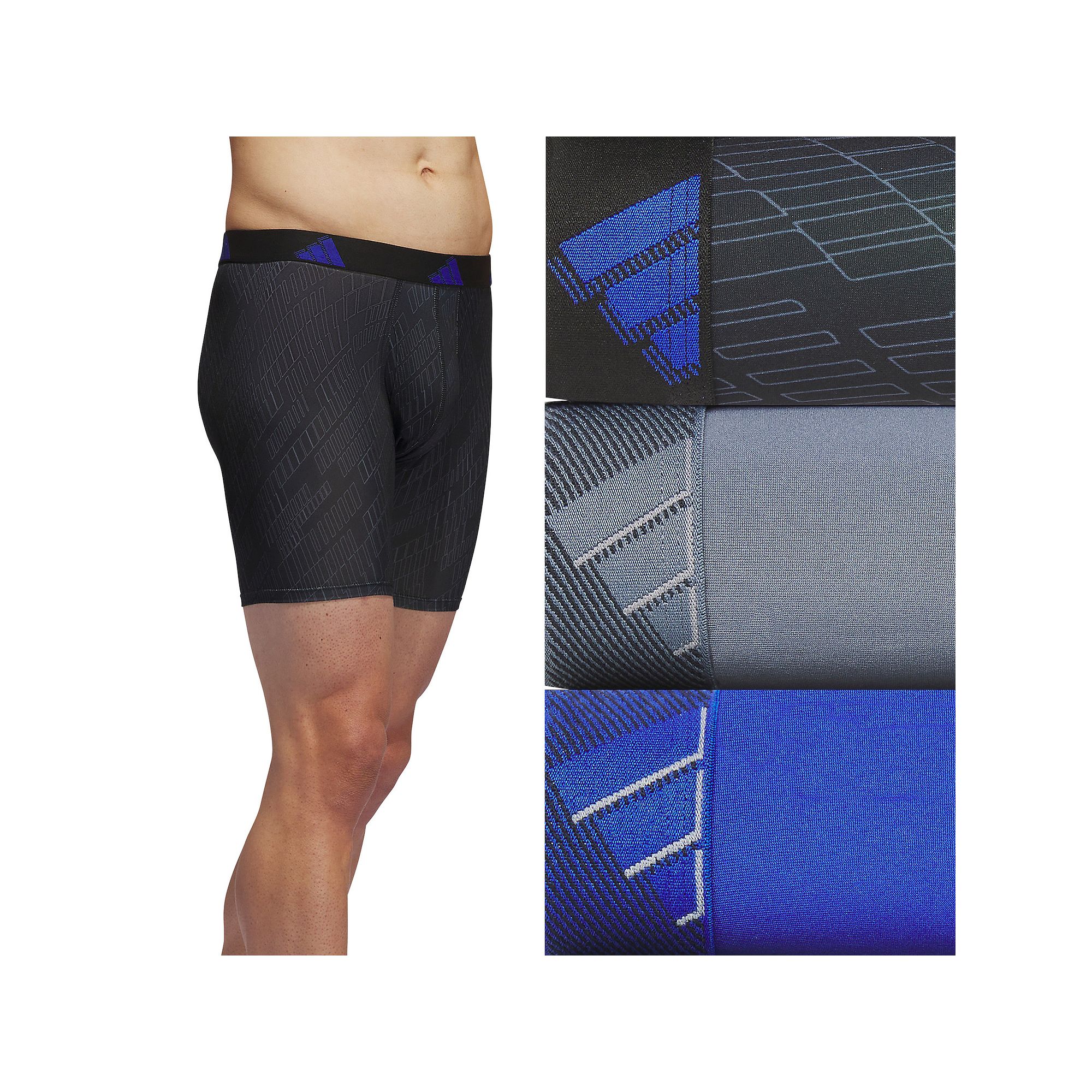 Mens adidas 3-pack Microfiber Boxer Briefs, Size: XL, Ghost Black Onix