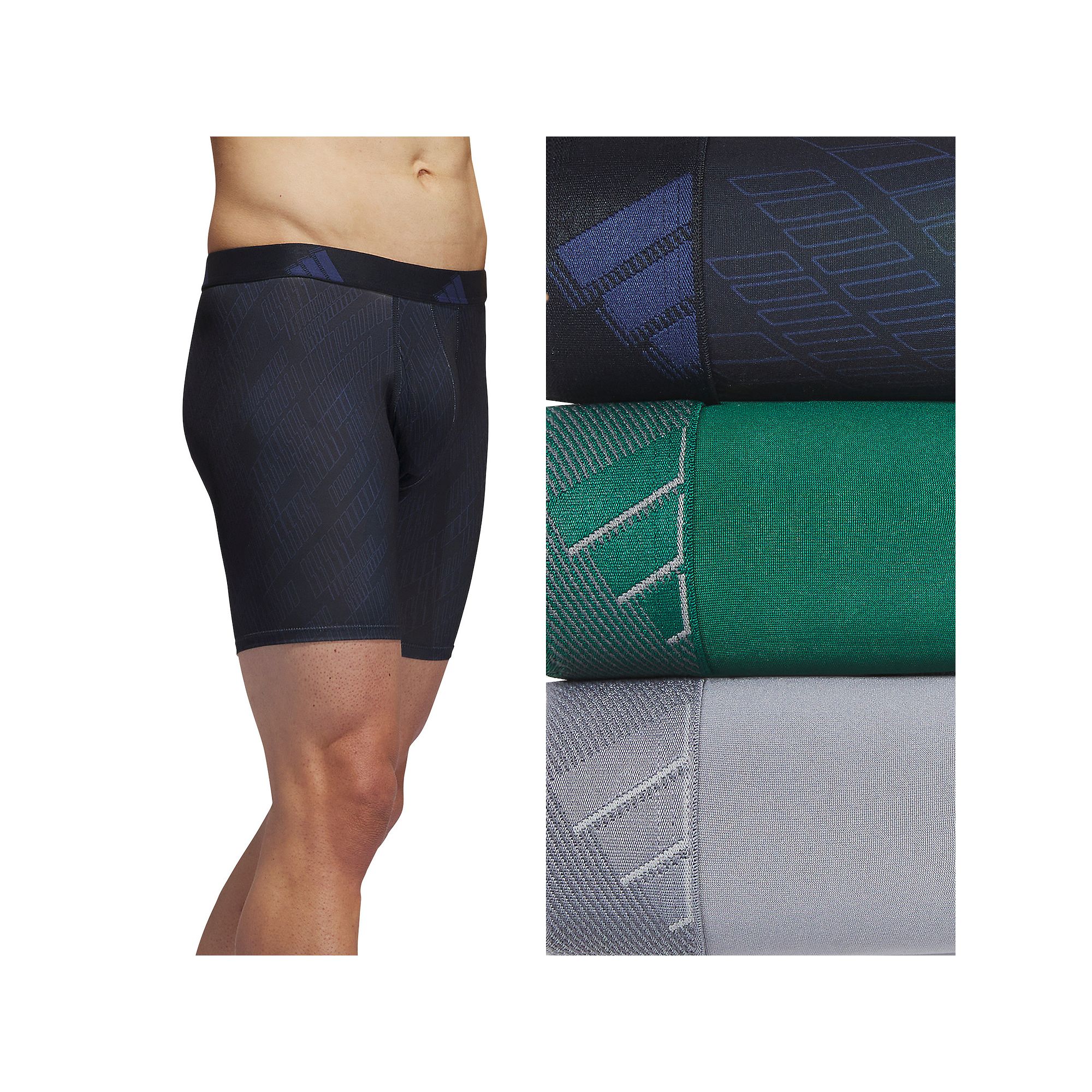 Mens adidas 3-pack Microfiber Boxer Briefs, Size: Medium, Ghost Legend Ink