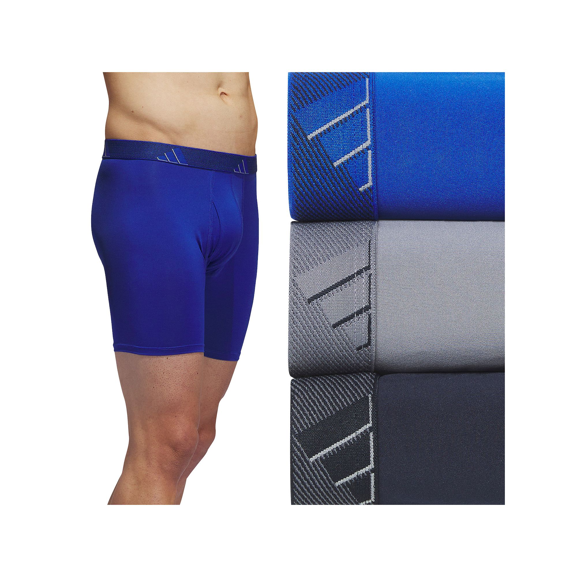 Mens adidas 3-pack Microfiber Boxer Briefs, Size: XXL, Multi Royal Blue Gr