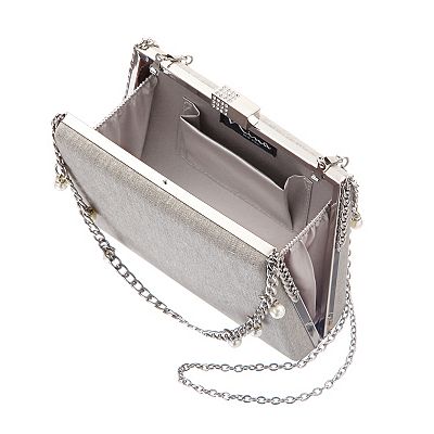 Black Mini Kora Croc-Effect Chain-Link Moon Bag - CHARLES