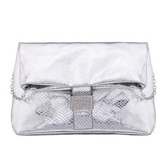 N by Nina Embossed Snake Foldover Flap Crossbody Bag