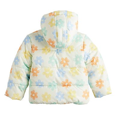 Toddler Girl Dreamwave Bluey Allover Floral Print Puffer Jacket