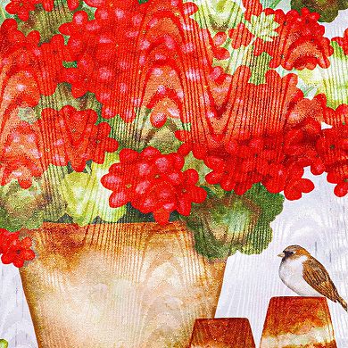Evergreen Enterprises Red Geraniums Moire House Flag