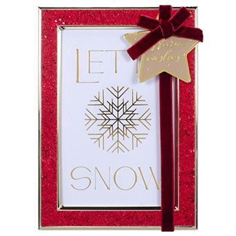 Malden Red Glitter On Gold Metal Holiday Picture Frame
