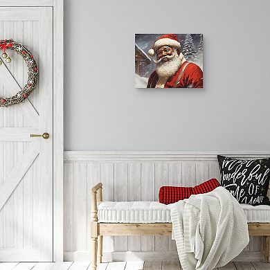 Jolly Santa Snowy Christmas Scene Wall Art