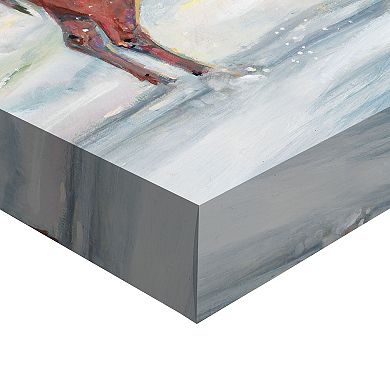 Santa's Outdoor Christmas Tree Gathering Stretched Canvas Wall Art