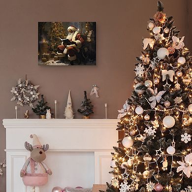 Santa Checking His List Canvas Wall Art