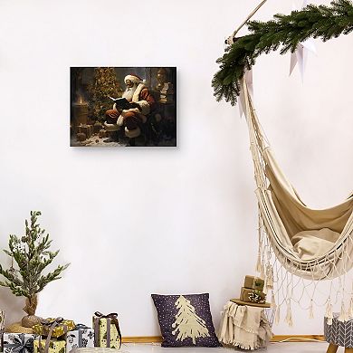 Santa Checking His List Canvas Wall Art
